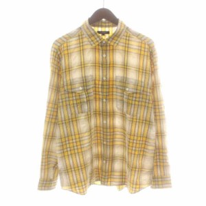 【中古】バーバリー ロンドン BURBERRY LONDON シャツ カジュアルシャツ 長袖 ノバチェック LL 黄色 ベージュ 黒