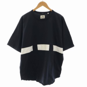 【中古】ナナミカ nanamica Tシャツ カットソー ライン クルーネック SUHS230 五分袖 M 紺 ネイビー