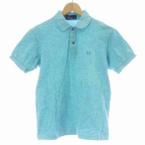 【中古】フレッドペリー FRED PERRY ポロシャツ 鹿の子 半袖 ペイズリー S 水色 /AT8 メンズ