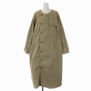 【中古】ネストローブ nest Robe スーピマノーカラートレンチコート ロング F ベージュ 01183-1015 /BM レディース