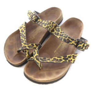 【中古】Papillio BIRKENSTOCK tabora トングサンダル ヒョウ柄 レオパード アニマル柄 26.5cm 黄色 黒 /SI28