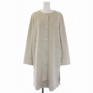 【中古】ミッシェルクラン MICHEL KLEIN ノーカラーコート ロング スエード 38 M アイボリー /BM レディース