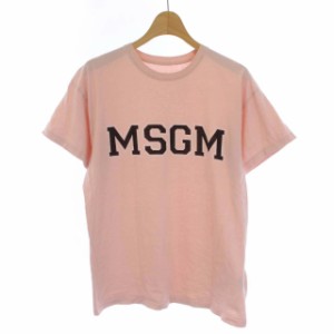 【中古】エムエスジーエム MSGM Tシャツ カットソー クルーネック ロゴ 半袖 XS ピンク /DK メンズ
