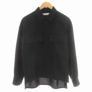 【中古】エトセンス ETHOSENS シャツジャケット ウール混 ジップアップ 緑 グリーン 黒 ブラック /YI13 メンズ