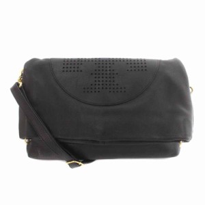 【中古】トリーバーチ TORY BURCH ショルダーバッグ レザー ロゴ 黒 ブラック /YI9 レディース