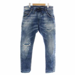 【中古】ディーゼル DIESEL KROOLEY CB-NE デニムパンツ ジーンズ ジップフライ USED加工 ダメージ加工 30 M 青