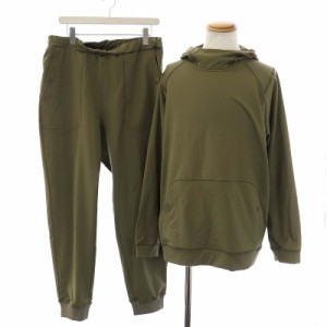 【中古】スノーピーク Air Dry Sweat Parka Air Dry Sweat Pants セットアップ 上下 ジャージ L カーキ メンズ