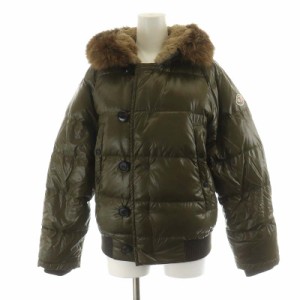 【中古】モンクレール MONCLER ブルガリ BULGARIE ダウンジャケット フード ナイロン アウター 00 XS カーキ