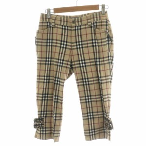 【中古】バーバリーブルーレーベル BURBERRY BLUE LABEL パンツ クロップド丈 ノバチェック コットン 36 S ベージュ