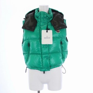 【中古】モンクレール MONCLER 21AW ALPISTE ダウンベスト アウター フード ナイロン 1 S 緑 グリーン /KH レディース