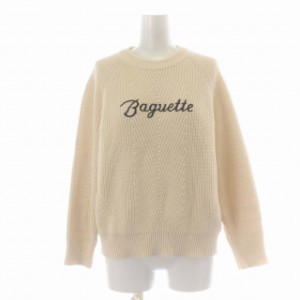 【中古】デミリー DEMYLEE BAGUETTEニット セーター クルーネック ロゴ 長袖 S クリーム色 /DK レディース