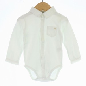 【中古】ベビーディオール baby Dior カバーオール 衿付き 長袖 比翼ボタン コットン 18 80cm 白 ホワイト /KU キッズ