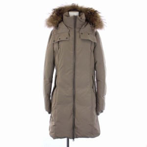 【中古】ウールリッチ WOOLRICH ダウンコート アウター ロング フード ファー XL ベージュ /KH レディース