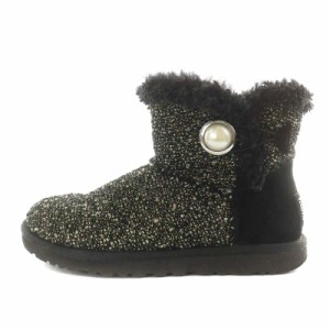 【中古】アグ オーストラリア UGG australia ミニ ベイリー ボタン ファンシー ムートンブーツ 23.0cm 黒