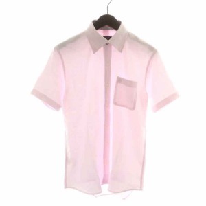 【中古】ブラックレーベルクレストブリッジ ワイシャツ ドレスシャツ ボタンダウンシャツ チェック 半袖 S ピンク