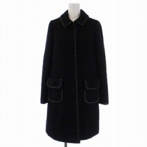 【中古】マリークワント MARY QUANT ステンカラーコート ミドル ステッチ ウール ナイロン M 黒 レディース