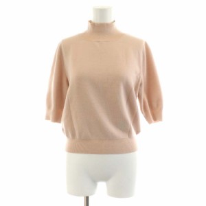 【中古】フォクシー FOXEY 22年製 KNIT TOP  FRENCH SOUFFLE ニット カットソー 半袖 タートルネック 38 M ピンク