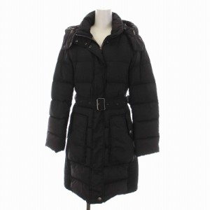 【中古】バーバリーブリット BURBERRY BRIT ダウンコート ロング 裏地ノバチェック フード付き ジップアップ XS 黒