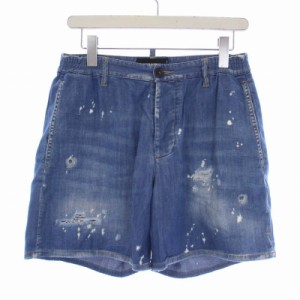 【中古】ディースクエアード denim shorts デニムショートパンツ ジーンズ ダメージ加工 ボタンフライ 36 S 青