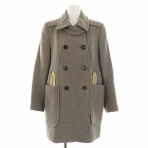 【中古】カルヴェン CARVEN ステンカラーコート アウター ミドル ウール 麻混 リネン混 36 S グレー /YT レディース