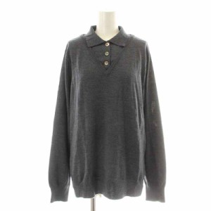 【中古】エンフォルド ポロレイヤードプルオーバー POLO LAYERED PULLOVER ニット セーター 長袖 Vネック 38 M グレー