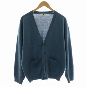 【中古】バルマン BALMAIN PIERRE BALMAIN カーディガン ロゴボタン Vネック 青 ブルー /XK メンズ