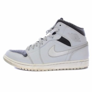 【中古】NIKE Air Jordan 1 Mid Pure Platinum Metallic Silver スニーカー レザー US11 29cm グレー メンズ