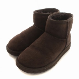 【中古】アグ オーストラリア UGG australia クラシックミニ ムートンブーツ ショート ボア レザー US5 22cm 茶