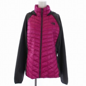 【中古】ザノースフェイス THE NORTH FACE 中綿ジャケット ジップアップ フード 素材切替 L ピンク グレー レディース