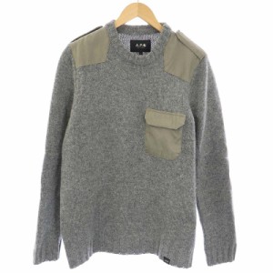 【中古】アーペーセー A.P.C. carhartt COMMANDO SWEATER ニット セーター クルーネック 長袖 ウール L グレー メンズ