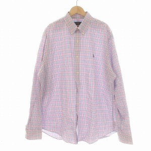 【中古】ラルフローレン RALPH LAUREN ワイシャツ ボタンダウン 長袖 チェック柄 ポニーロゴ XL マルチカラー