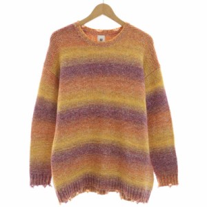 【中古】ジョイントワークス 22AW GRADATION DAMAGE KNIT グラデーションダメージ ニット セーター 長袖 M オレンジ