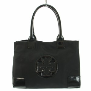 【中古】トリーバーチ TORY BURCH エラトート トートバッグ ハンドバッグ ナイロン エナメル 黒 レディース