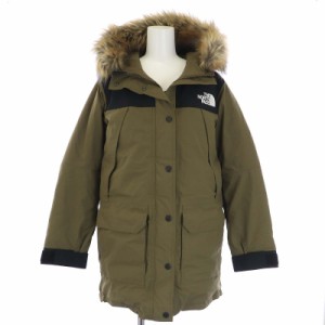 【中古】ザノースフェイス Mountain Down Coat ダウンコート ダウンジャケット GORE-TEX M カーキ レディース