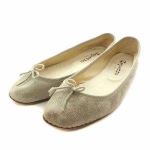 【中古】レペット Repetto バレエシューズ フラットシューズ パンプス リボン ゴートレザー 38 24.0cm シルバー色