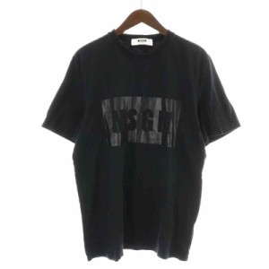 【中古】エムエスジーエム MSGM Tシャツ カットソー 半袖 クルーネック ロゴプリント M 黒 ブラック /NW17 メンズ
