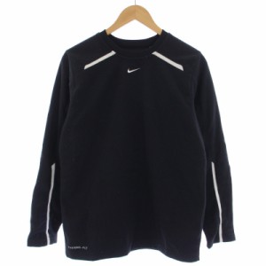 【中古】ナイキ NIKE THERMA-FIT トレーナー スウェット プルオーバー 長袖 クルーネック フリース XS 黒 メンズ