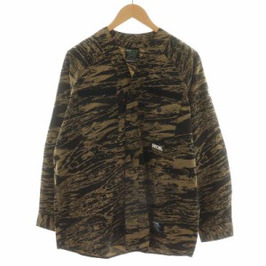 【中古】バックチャンネル BACK CHANNEL GHOSTLION CAMO SCOUT SHIRT スカウトシャツ 長袖 総柄 M 茶 黒