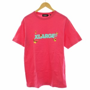 【中古】エクストララージ X-LARGE Tシャツ カットソー 半袖 プリント M ピンク /KQ メンズ