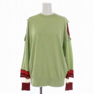 【中古】トーガ TOGA ARCHIVES 23SS BASIC KNIT PULLOVER ニット カットソー 長袖 クルーネック M 黄緑 赤 レディース