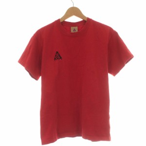 【中古】ナイキエーシージー NIKE ACG Small Logo Casual Short Sleeve Large Red Tシャツ カットソー 半袖 M 赤