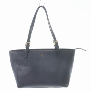 【中古】トリーバーチ TORY BURCH トートバッグ ハンドバッグ ロゴ レザー 紺 ネイビー /SI15 レディース