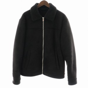 【中古】ザラ ZARA フェイクスエード ジャケット 裏ボア アウター M 黒 ブラック /MW メンズ