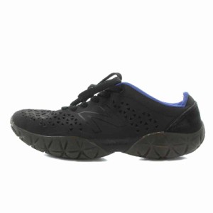 【中古】ニューバランス NEW BALANCE スニーカー ローカット パンチング ロゴ US6 23cm 黒 ブラック 青 ブルー