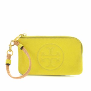 【中古】トリーバーチ TORY BURCH PERRY BOMBE カードケース 小銭入れ コインケース レザー 黄 ●D レディース