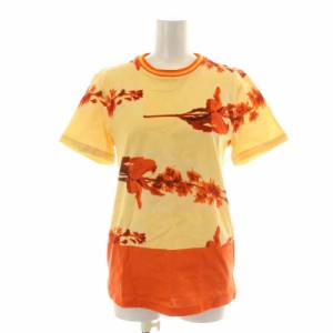 【中古】ポールスミス PAUL SMITH 22SS Tシャツ カットソー 半袖 クルーネック 花柄 総柄 M 黄色 イエロー オレンジ