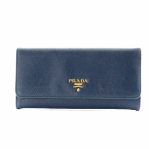 【中古】プラダ PRADA 長財布 小銭入れ レザー 青 ブルー 1M1132 /AN19 ■OH レディース