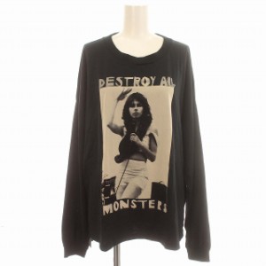 【中古】ヒステリックス Hysterics ロンT DESTROY ALL MONSTERS 長袖 Tシャツ カットソー F 黒 ブラック