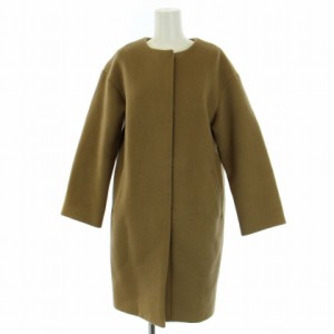 【中古】イエナ IENA 17AW ラムウールノーカラーコクーンコート ロング 34 XS ベージュ レディース