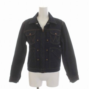 【中古】ラングラー WRANGLER デニムジャケット Gジャン ジージャン ジップアップ アウター M 紺 ネイビー レディース